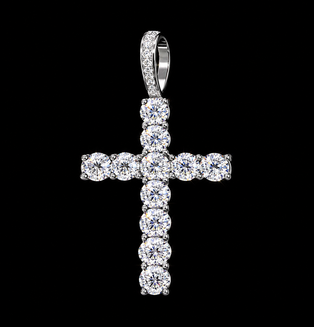 4mm Moissanite Cross Pendant — VVS1 | S925 Sterling Silver