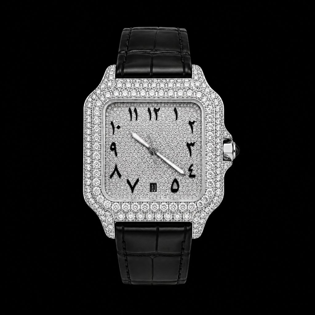 Moissanite Arabic Dial CS With Leather Band