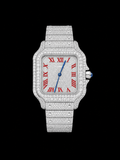 Custom Red Roman Numerals Moissanite CS Watch