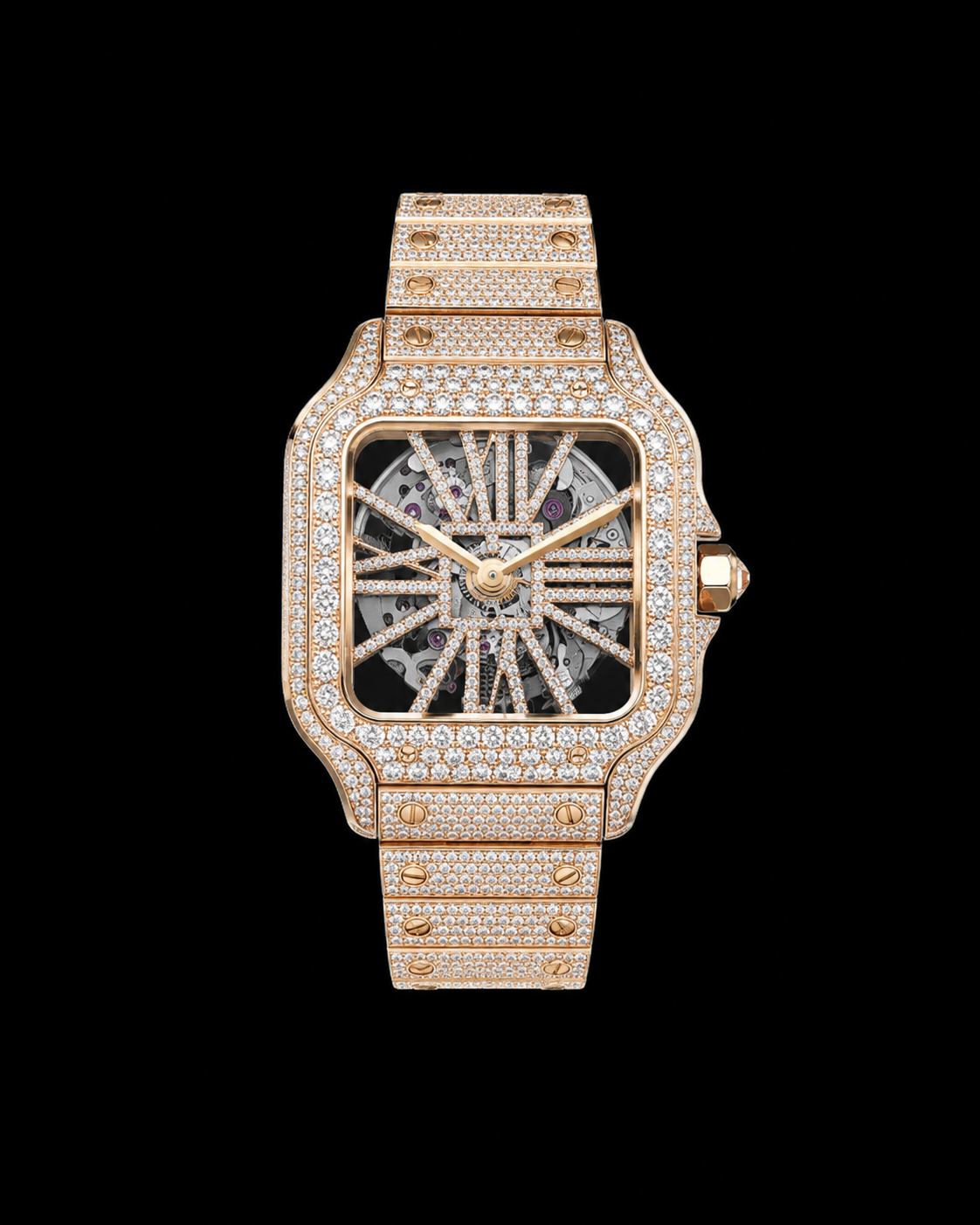 Moissanite Skeleton Iced Watch
