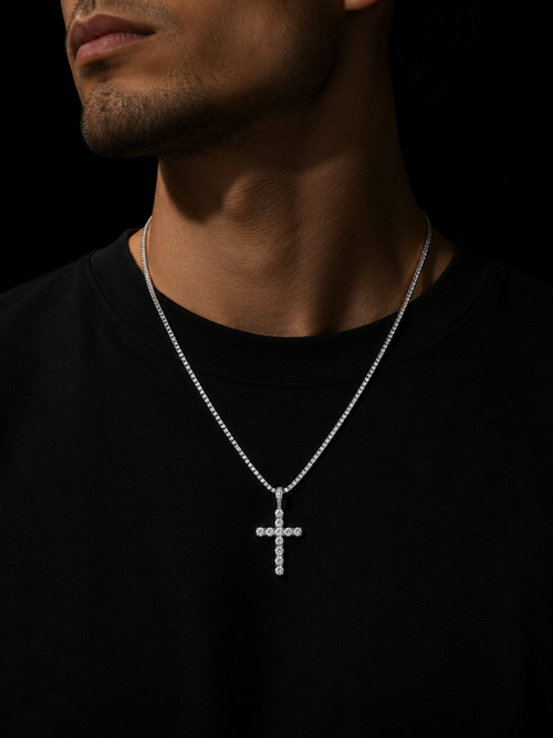 4mm Moissanite Cross Pendant — VVS1 | S925 Sterling Silver