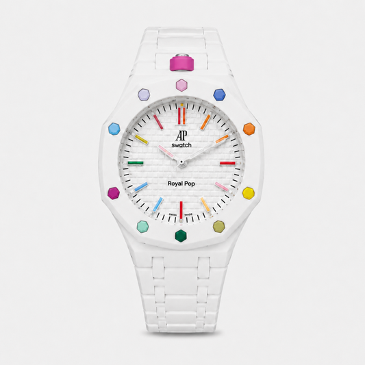 Audemars Piguet X Swatch Royal Pop Watch Band - Bioceramic White Frost
